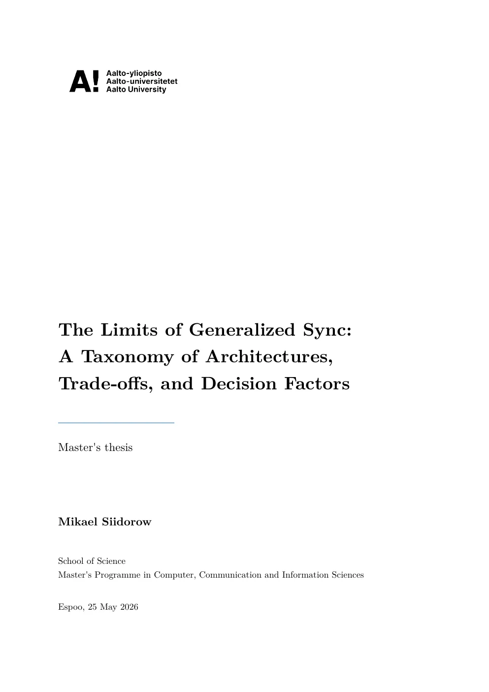 Cover of The Limits of Generalized Sync master's thesis